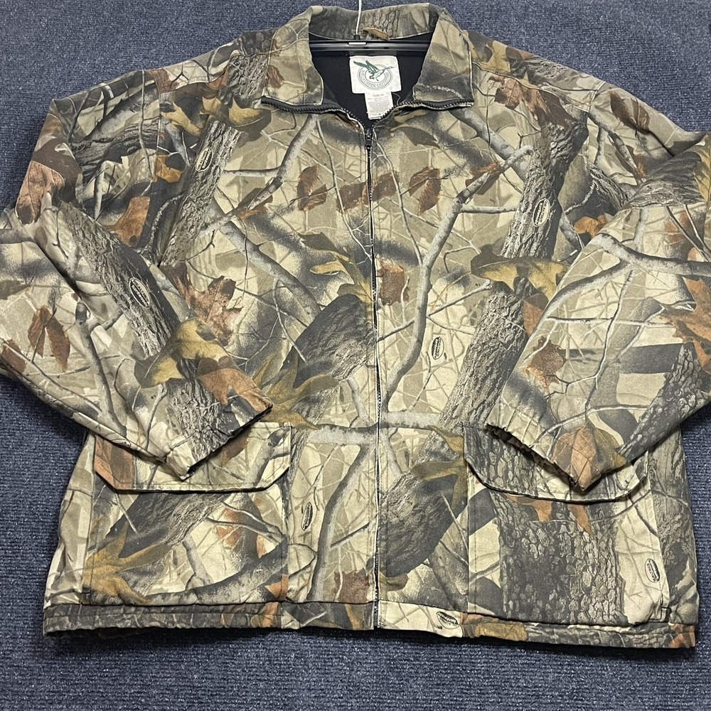 Vintage Wells Creek Outfitters Jacket Mens XL Brown Realtree Camo Zip Hunting